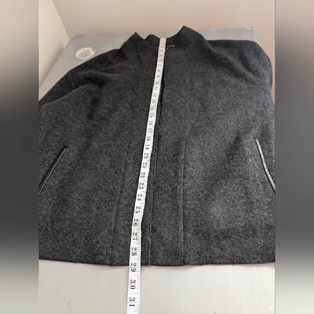 Lina Baday 100% wool Gray Open Front Jacket Quiet Luxury Dark Academia Office 10 - Picture 9 of 9
